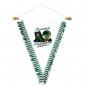 Preview: Dreieckswimpel MAXI 26 x 41 cm, mit grün/weißen Fransen