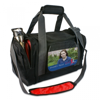 Foto - Sporttasche TEXAS, mit wechselbarer Lasche, Farbe Schwarz, Größe 420 x 200 x 230 mm