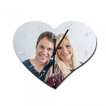 Wanduhr Herzform, 245x200 mm inkl. Uhrwerk und Zeiger mit ihrem Foto