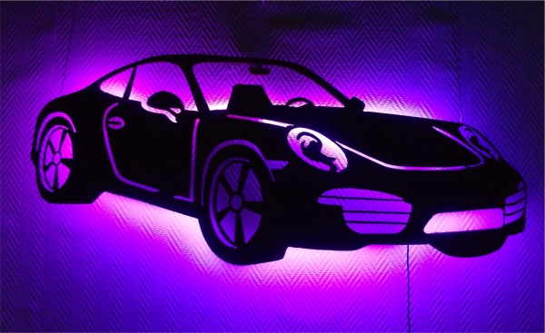 Porsche 911 - ca 100cm breit mit LED Farbwechsel-Beleuchtung